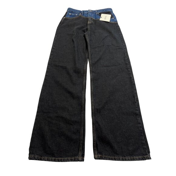 Piral Bicolor Straight Fit Jeans in Black Blue - Picture 1 of 5